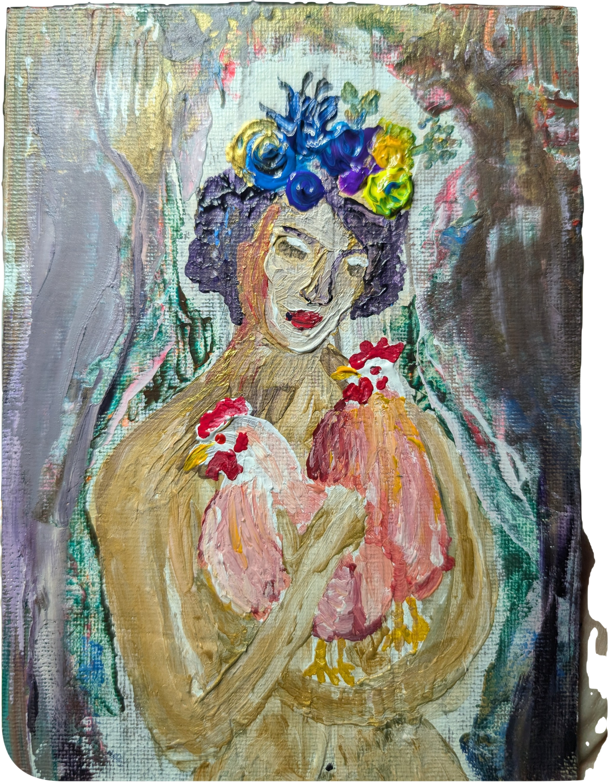 naked chicken lady canvas